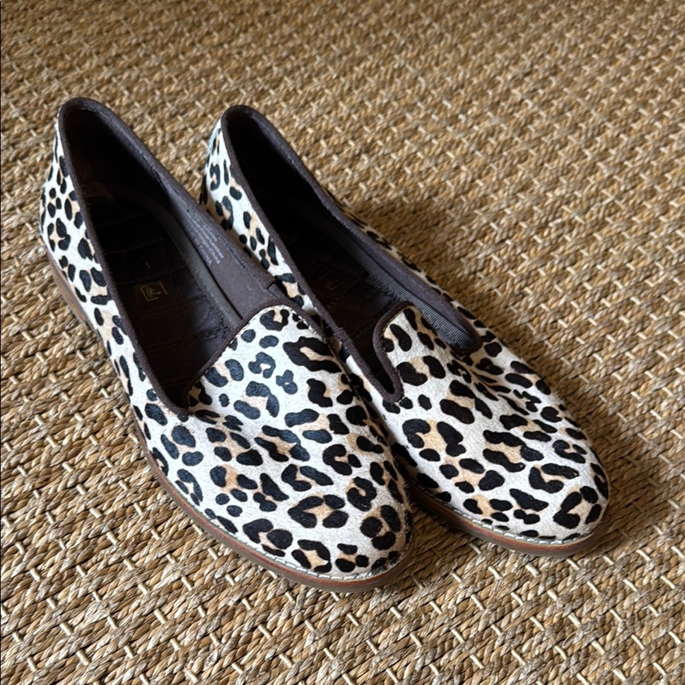 Sperry Leopard Black and Cream calfskin Slip-On Loafers